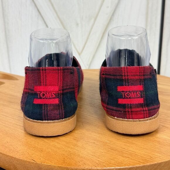 Toms Tartan Plaid Flannel Alpargata Slip On Flats Shoes Red Blue 9 - Picture 7 of 12